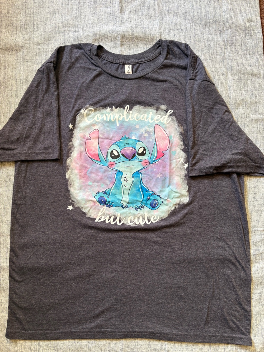 Complicated Stitch Graphic Tee - Blue & Pink